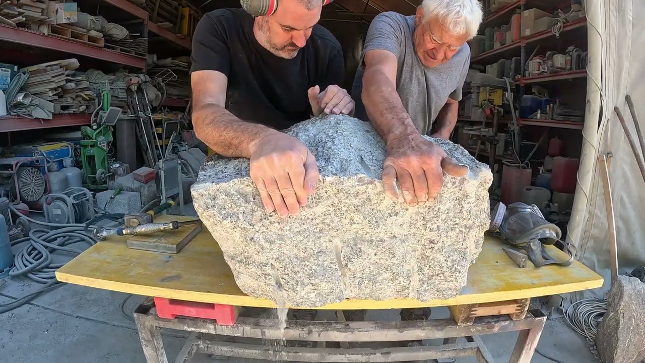 Fabrication d'éléments de piliers en granit