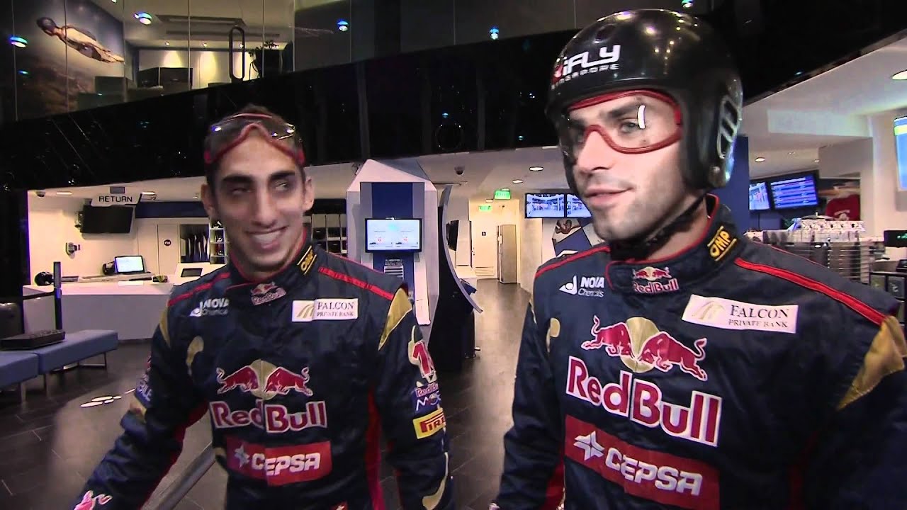 Sébastian Buemi and Jaime Alguersuari learning to fly. Singapore iFly