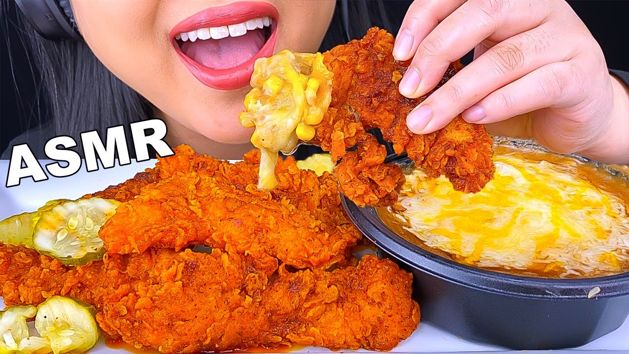 ASMR KFC NASHVILLE HOT FRIED CHICKEN CHEESY FAMOUS BOWL MUKBANG EATING SOUNDS Eating Show ASMR Phan