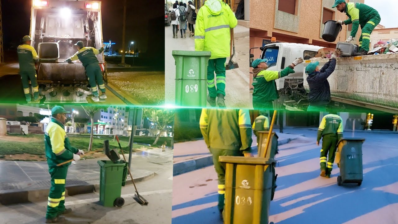 هكذا يشتغل عمال النظافة بالناظور في وقت متأخر من الليل والصباح الباكر