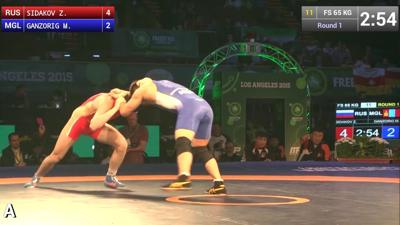 Round 1 FS - 65 kg: Mandakhnaran GANZORIG (MGL) df. Zaurbek SIDAKOV (RUS), 6-4
