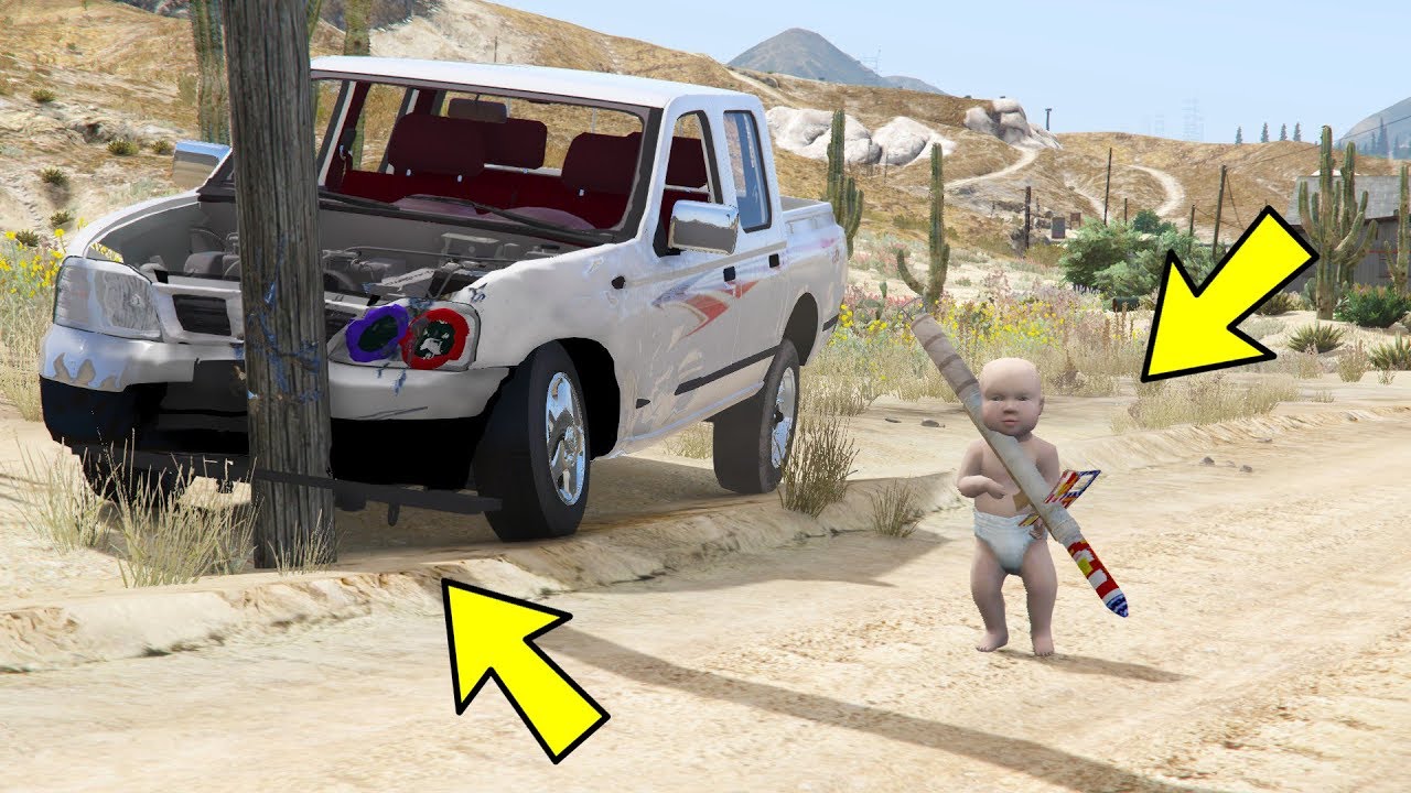 الطفل المجنون - دمر السياره وراح يلعب بالبقر  لايفوتك ضحك قراند 5 GTA V Funny