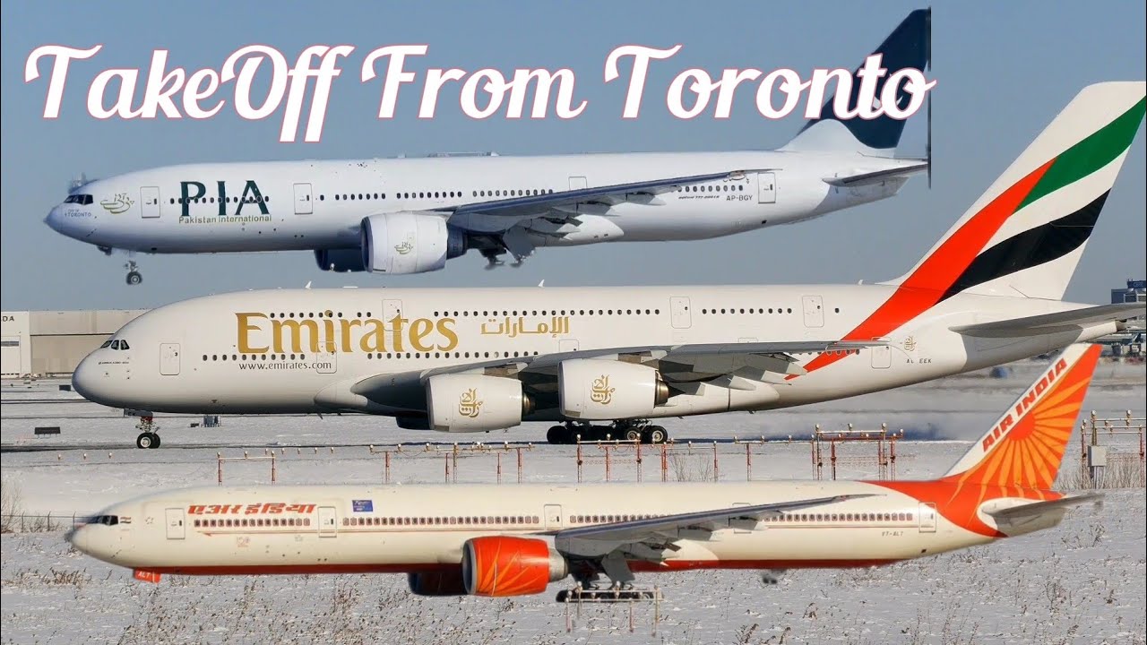 ICY TORONTO 🥶: Air India B777-333ER Emirates A380 & Pak777'200 TakeOff From Extreamly Cold CYYZ 🇨🇦