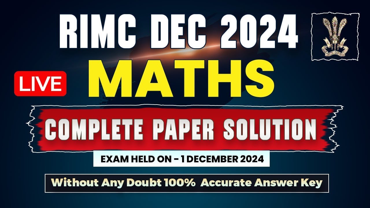RIMC Maths Dec 2024 Solution|Maths Answer Key|Maths Complete Paper Solution|Analysis Of RIMC Dec Pa