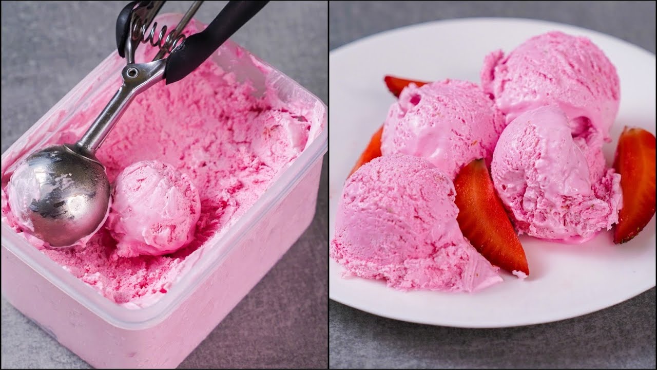 STRAWBERRY ICE CREAM RECIPE | SOFT & CREAMY STRAWBERRY ICE CREAM RECIPE | WITHOUT ICE CREAM MACHINE