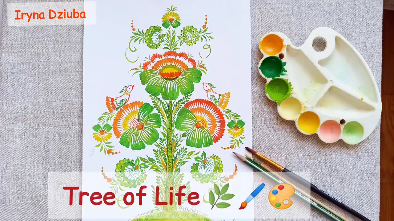 Relaxing Tree of Life Painting 🌿 Petrykivka Folk Art 