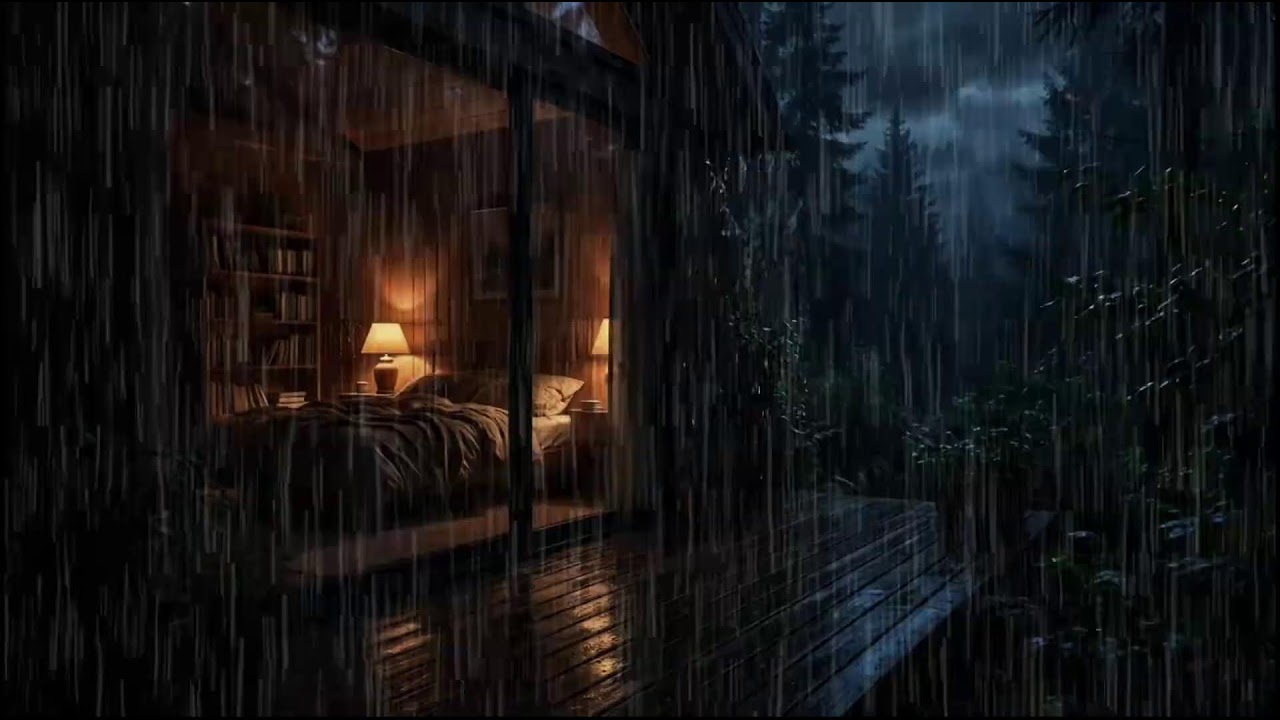Quiet Rainy Forest Cabin 🌲 | Slow rain ambience with natural rain sounds for night relaxation