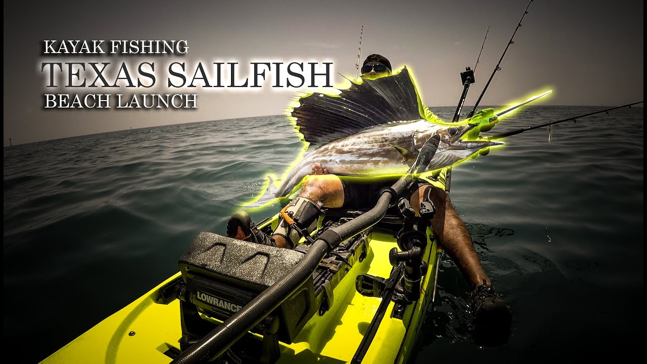 Offshore Kayak Fishing 7-FOOT Texas SAILFISH off Corpus Christi Texas Beach