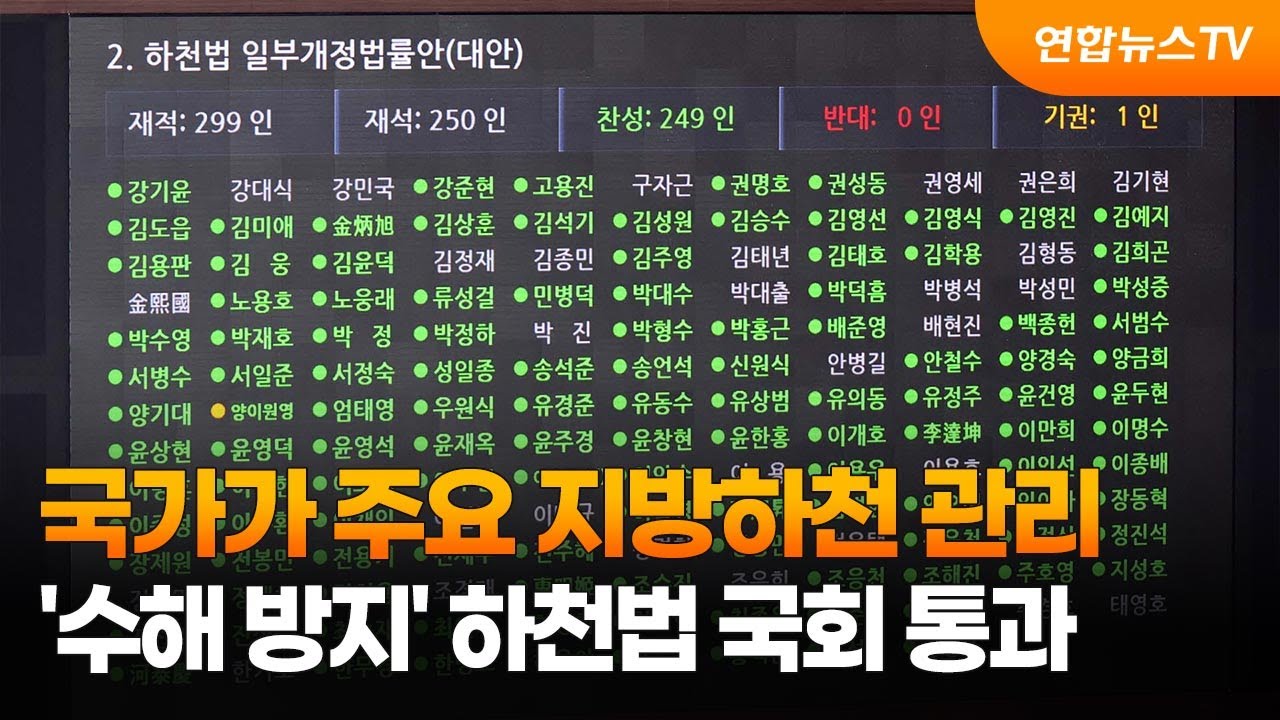 국가가 주요 지방하천 관리&hellip;'수해 방지' 하천법 국회 통과 / 연합뉴스TV (YonhapnewsTV)