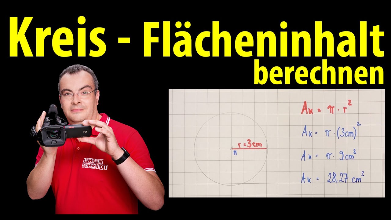 Kreis - Flächeninhalt berechnen (beide Formeln) - einfach erklärt | Lehrerschmidt