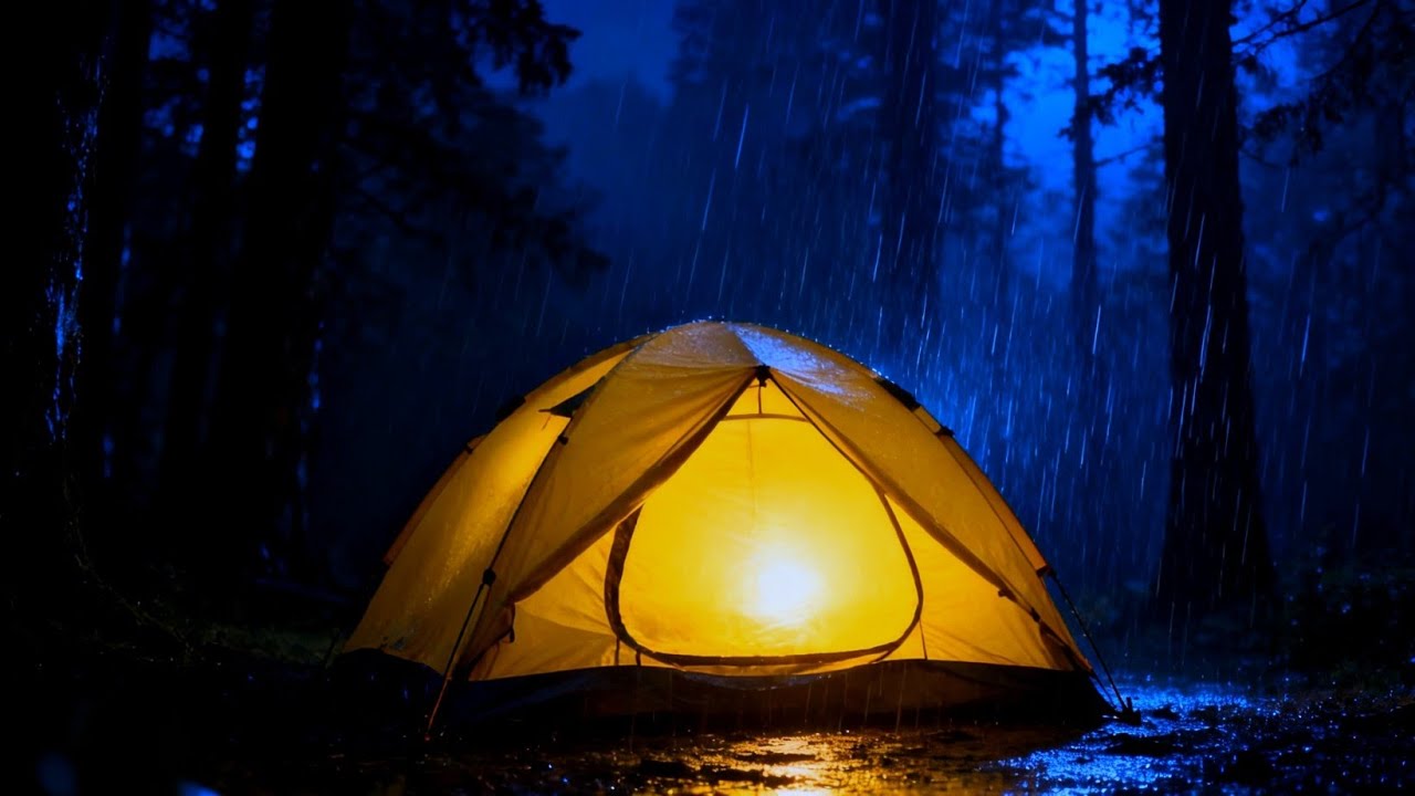 Ultra Real Night Rain at a Silent Forest Campsite