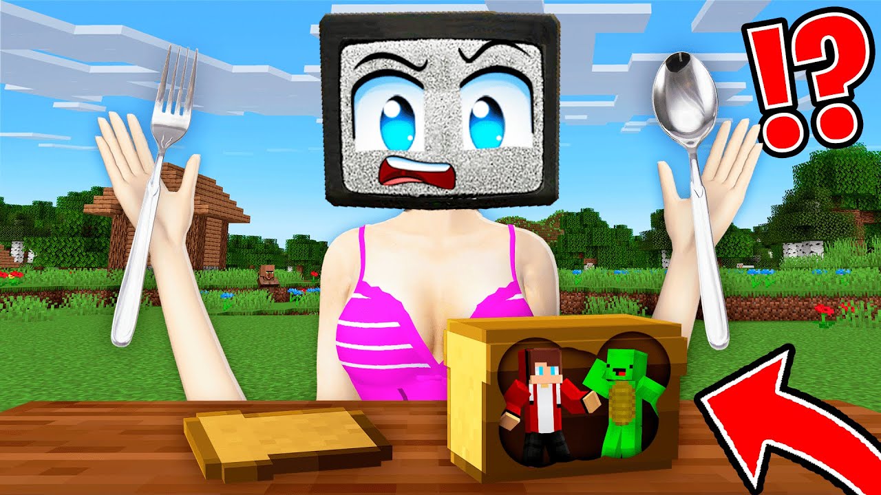 JJ and Mikey Pranked TV WOMAN as FOOD in Minecraft - Maizen