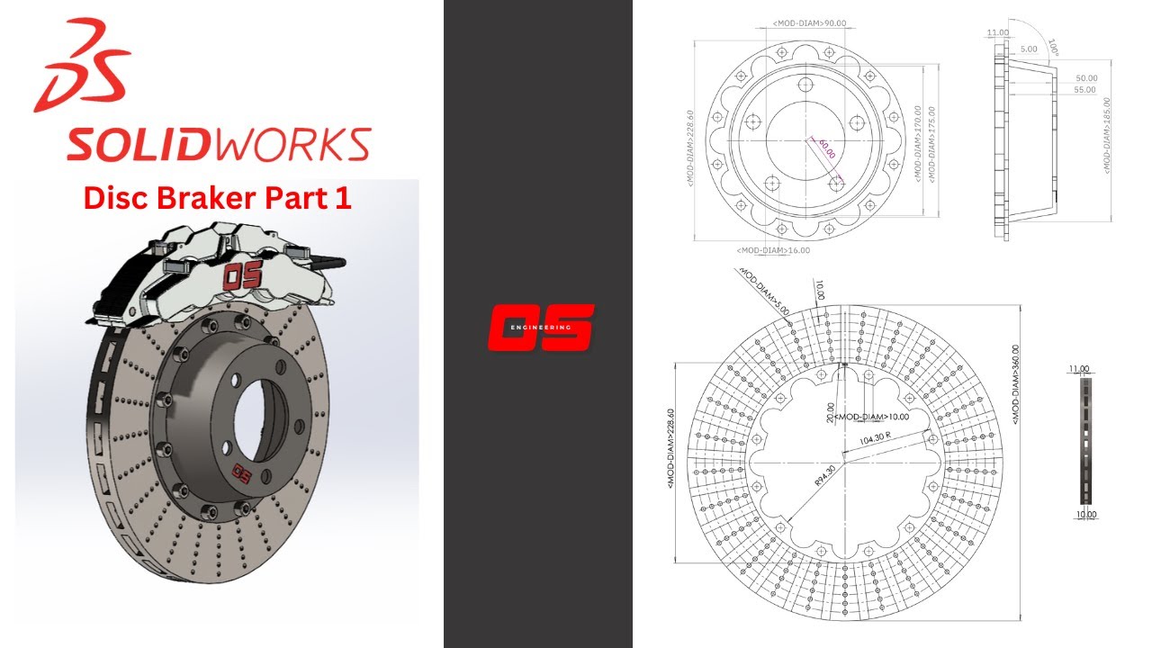 How to Design a Disk Brake in SolidWorks (Part 1) | 2-Piece Brake Rotor Tutorial