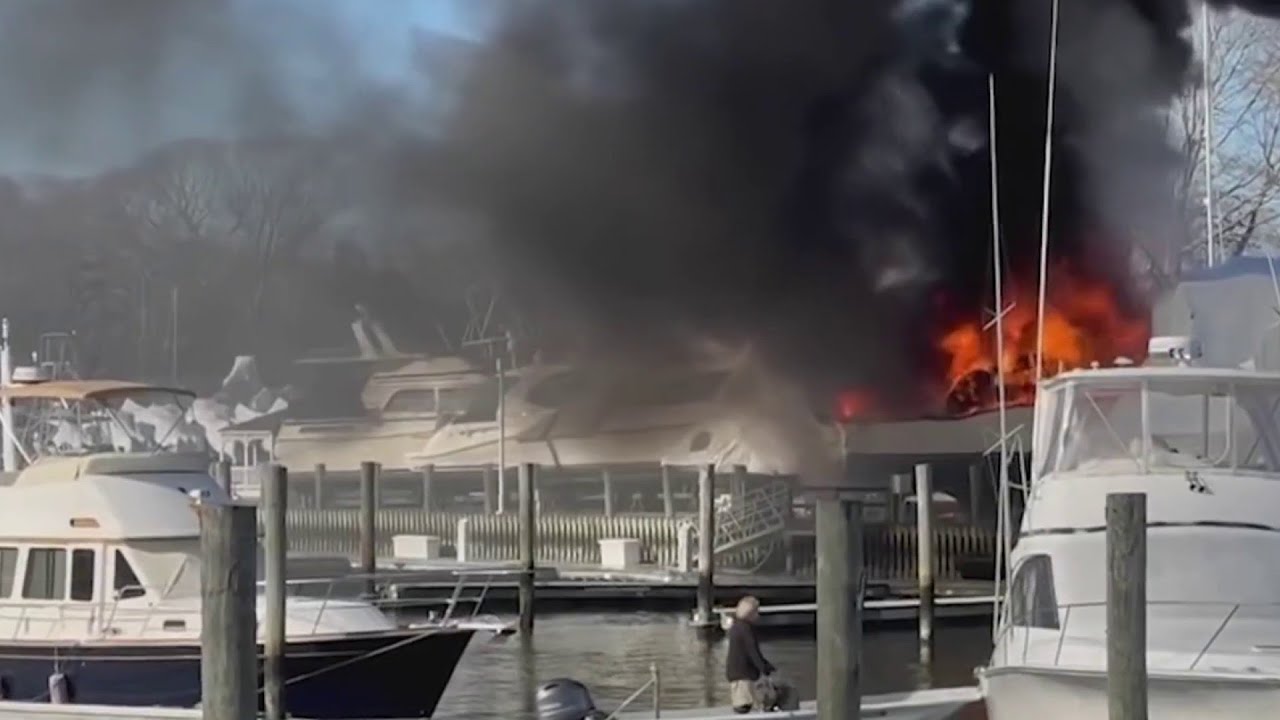 Boat catches fire at marina in Old Saybrook