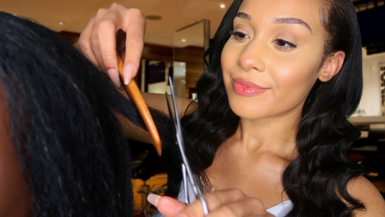 ASMR Real Haircut, Scalp Treatment  💇🏽‍♀️ Relaxed Afro hair | Hairdresser role-play