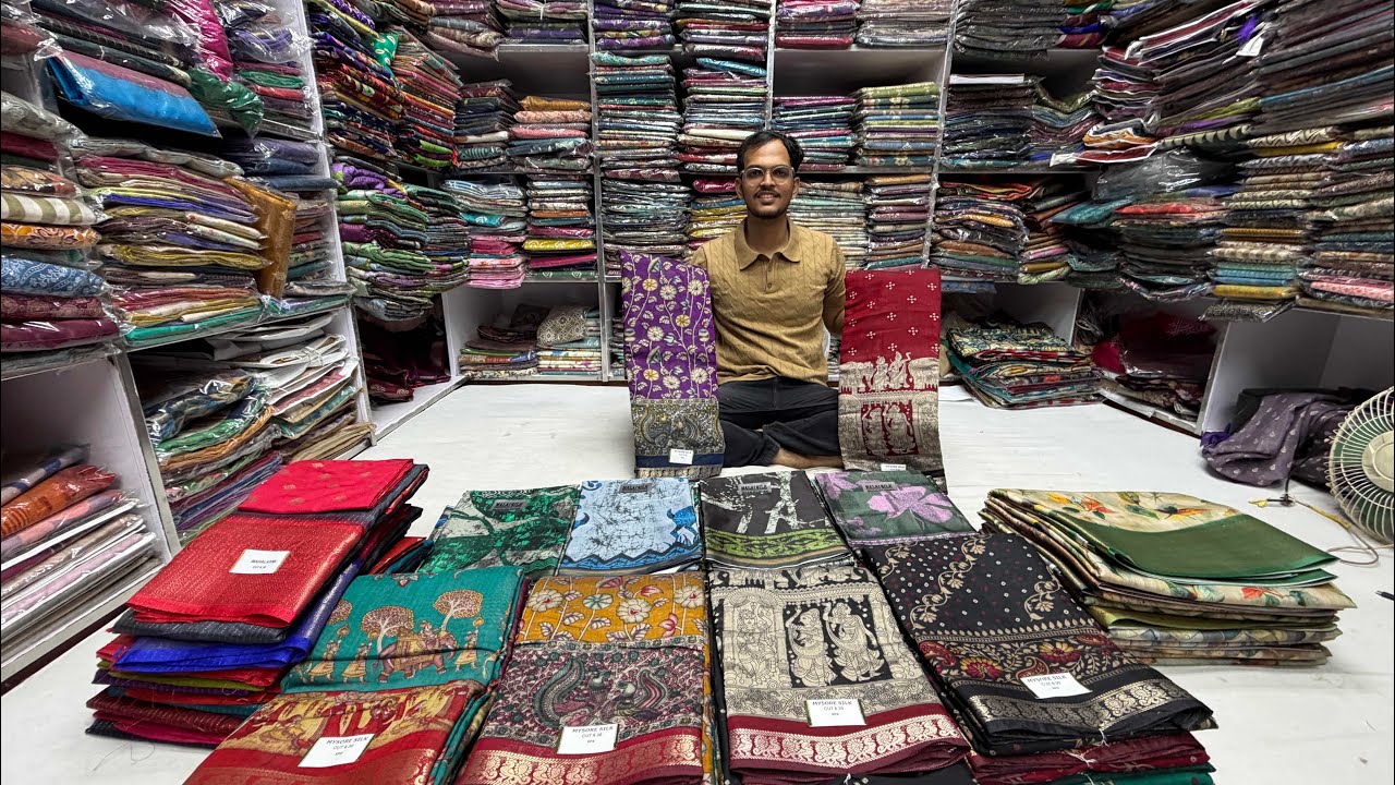Chickpet Wholesale Maheshwari Silk | Crepe Saree | Tussar Silk | Single Saree Courier Available 