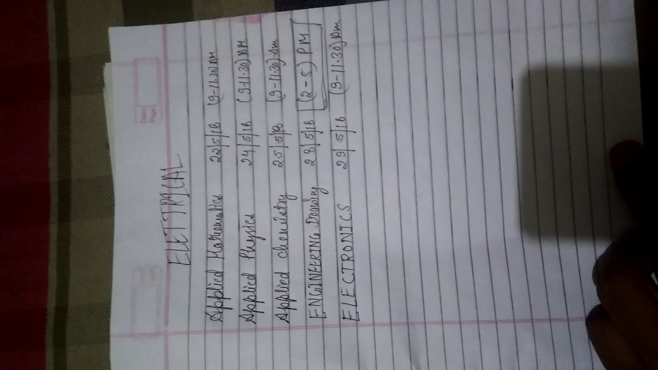 ELECTRICAL ENGINEERING POLITECNIC TIME TABLE
