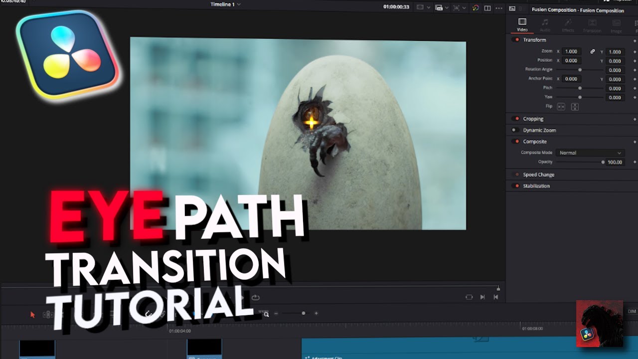 Eye Path Transition - Davinci Resolve (FREE) Tutorial (No Plugins)
