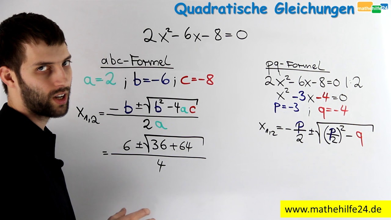 Quadratische Gleichungen lösen - pq-Formel oder abc-Formel (Mitternachtsformel) anwenden?