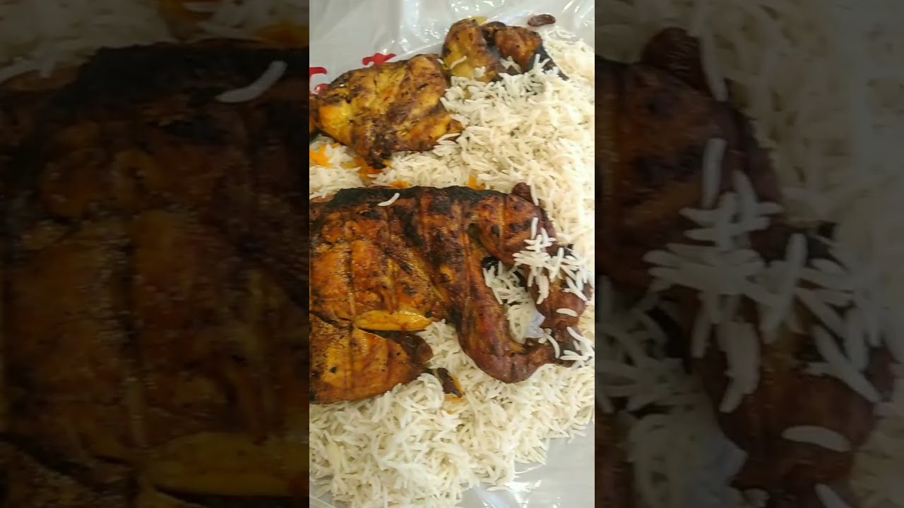 Al Faham Chicken with white rice and vegetable in Saudi Arabia #alfaham #alfahamchicken #chicken