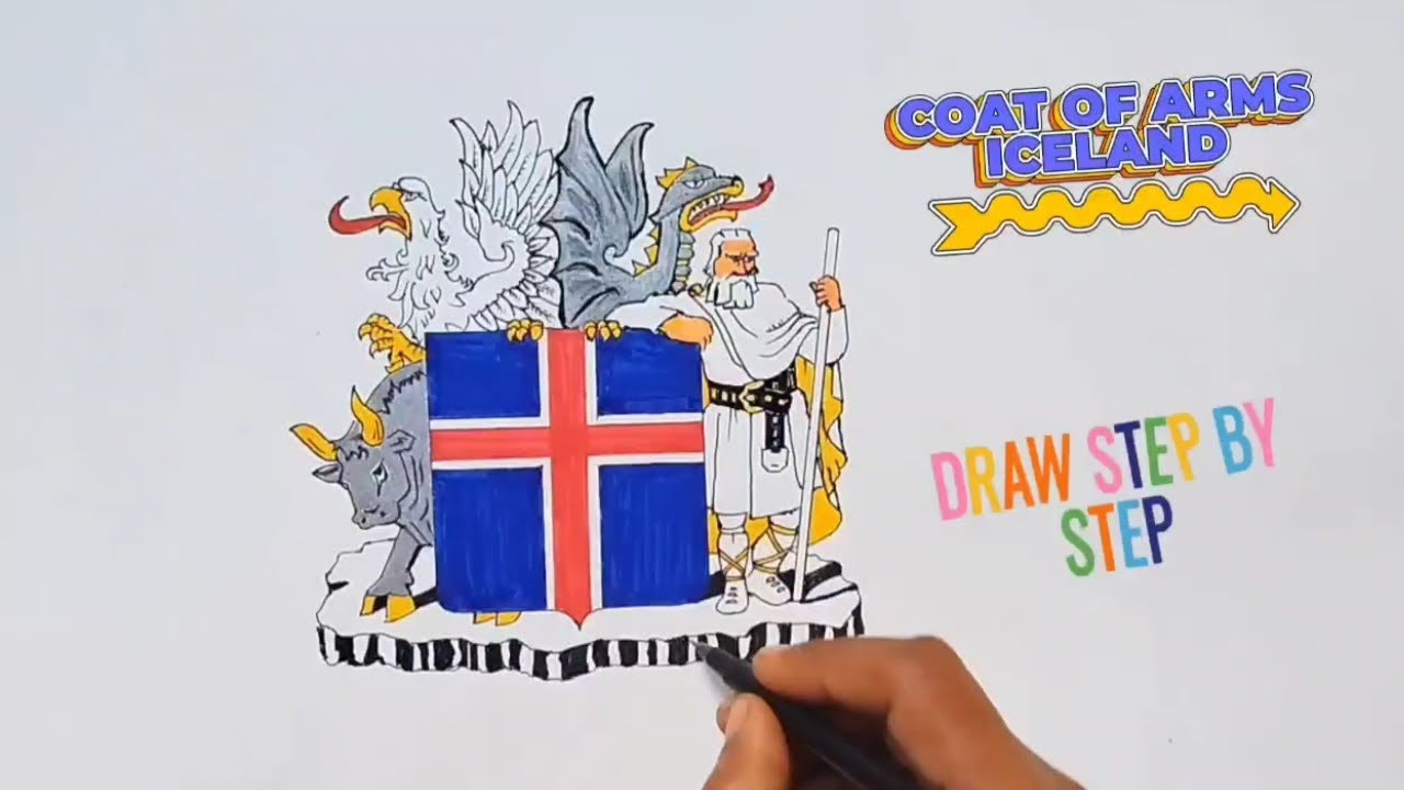 How to draw🔷coat of arms🟪of Iceland🔴 step by step 🇮🇸
