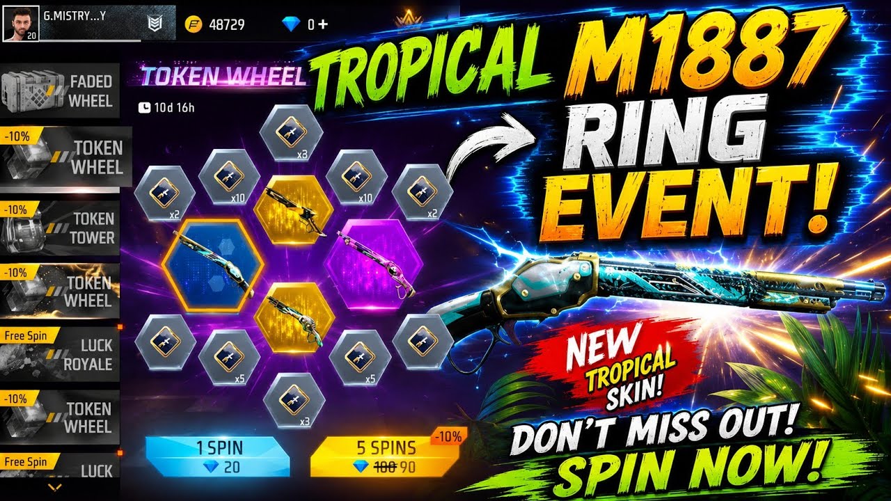 Tropical M1887 Ring Event Free Fire🤩🔥| Next Universal Ring Event FF💥| Free Fire New Event Tamil