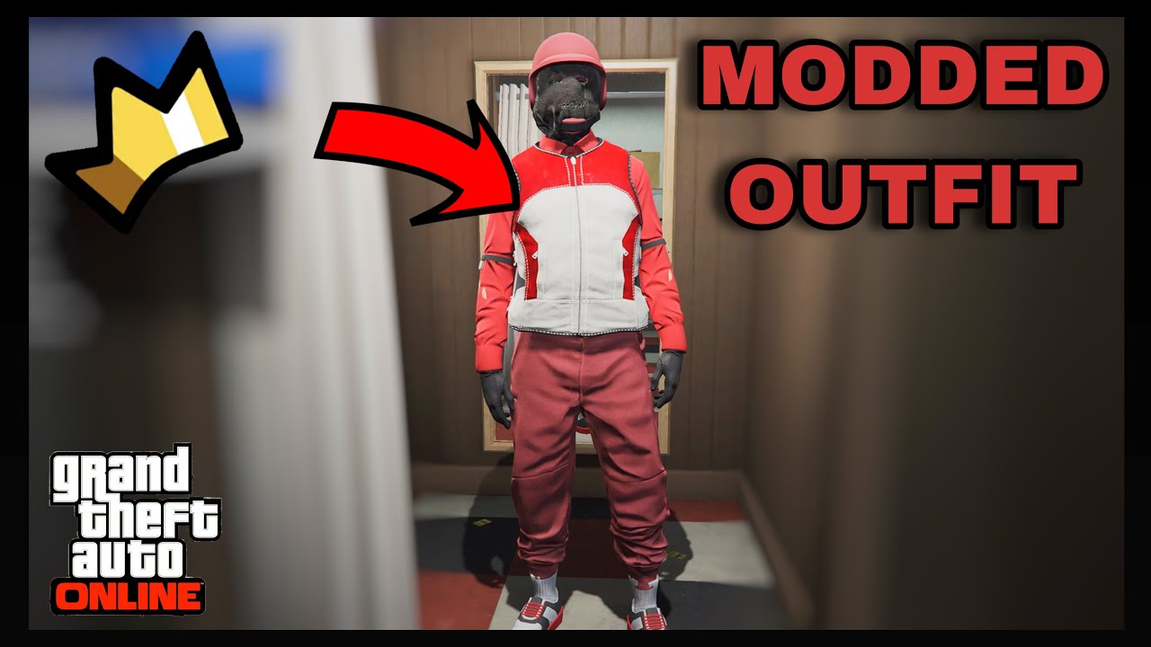 GTA 5 ONLINE - MALE MODDED RED JOGGERS RIPPED SHIRT(NO TRANSFER GLITCH)
