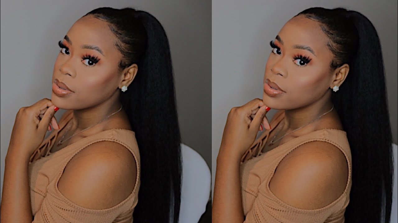 30 INCH PONYTAIL | Sensationnel Instant Pony Drawstring Ponytail – Perm Yaki 30 | BlackHairSpray