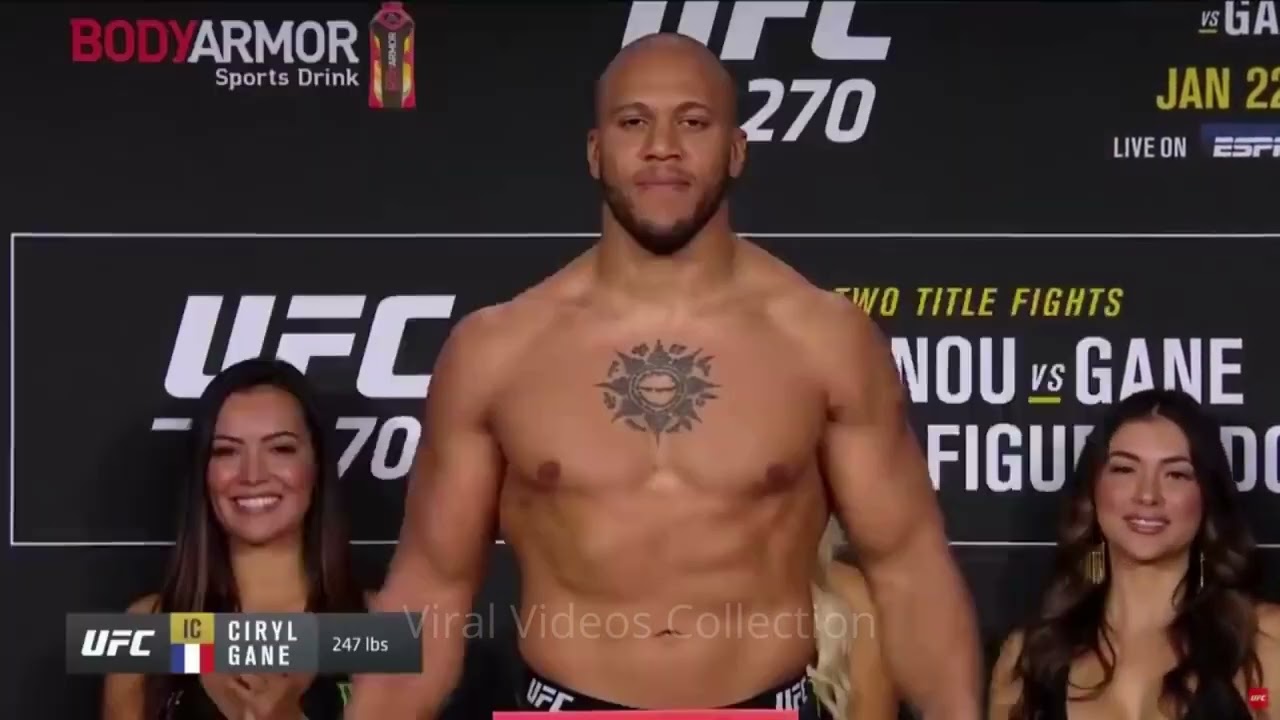 UFC ring girl arianny celeste checking out ufc champ cyril gane