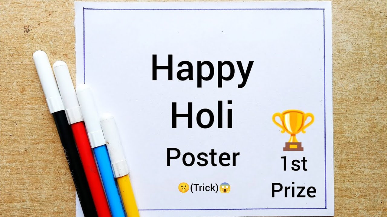 Happy Holi Drawing Easy Step by Step | Holi Poster Drawing for School Project