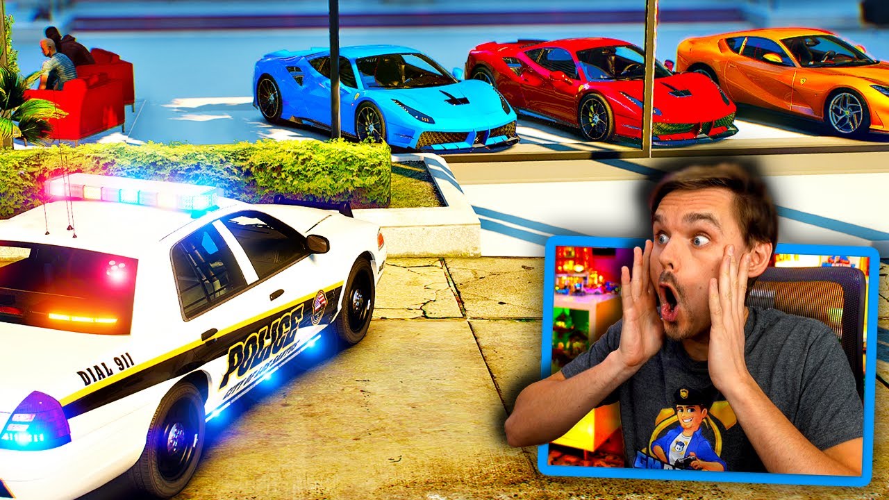 In GTA 5... TROUBLE at Ferrari dealership, Manager called the COPS! (LSPDFR Police Mod) #LSPDFR