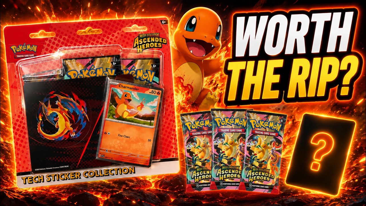 Unboxing Pokemon Ascended Heroes Tech Sticker Collection (Charmander Promo)