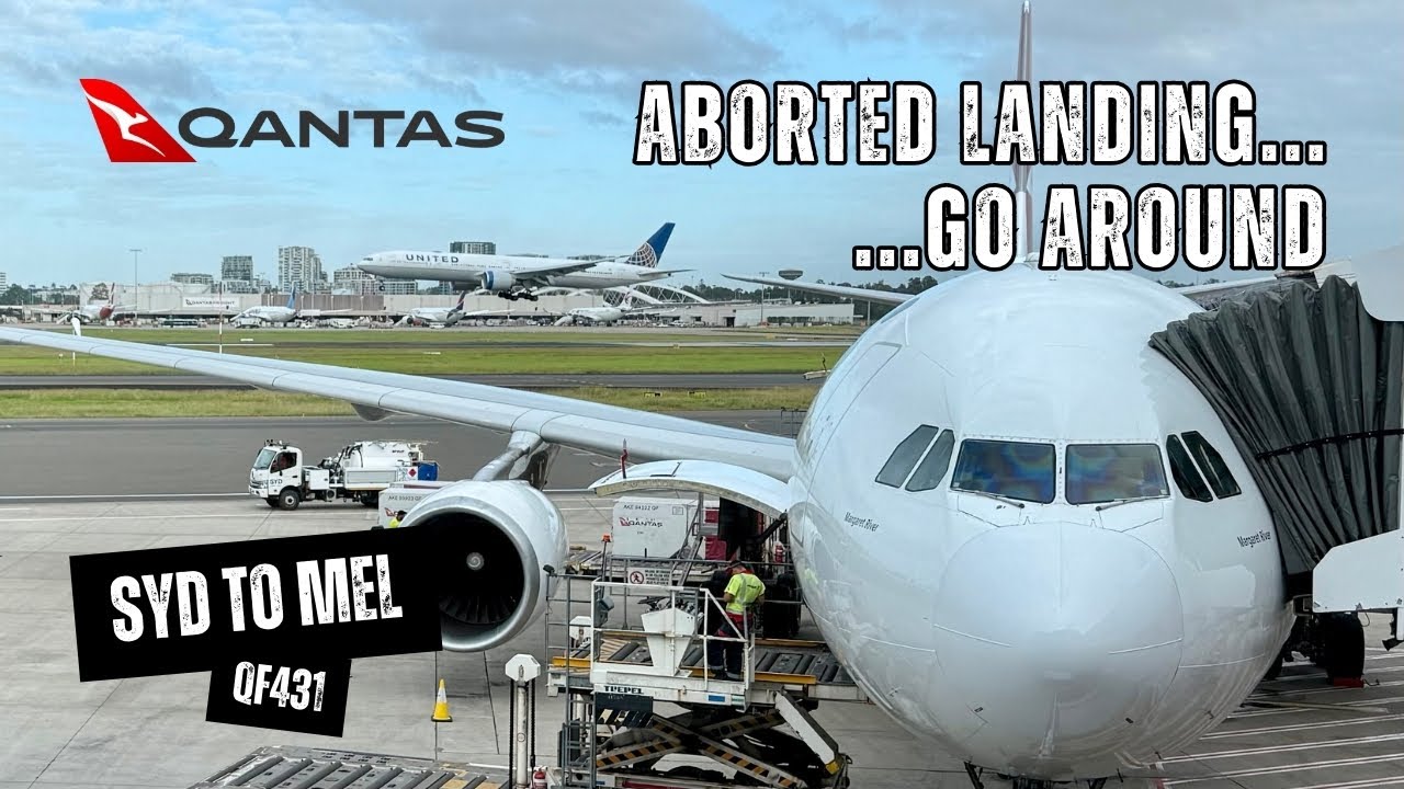QANTAS A330-200 QF431 Economy Class - Go Around, Rejected Approach Due To Severe Wind Change (4K)