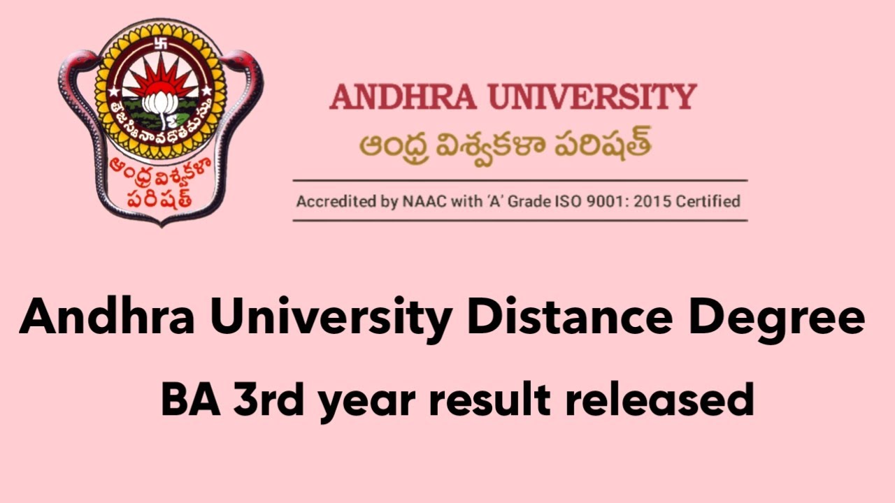Andhra University Distance Degree  BA 3rd year results released 2022 jan