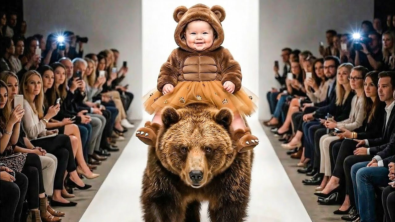 Очаровательный малыш с подиумом в виде животных! Милые видео с показа детской моды