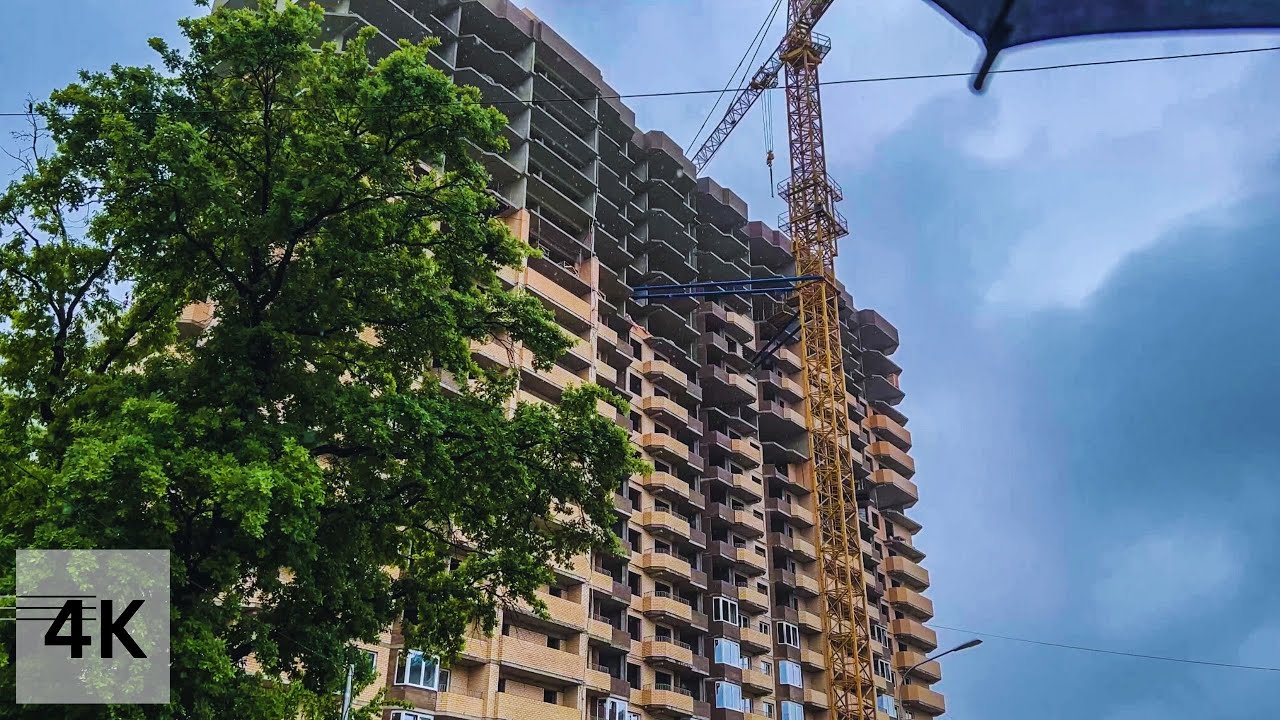 🇷🇺 ☔ Walking in the Rain, Krasnodar Russia 4K