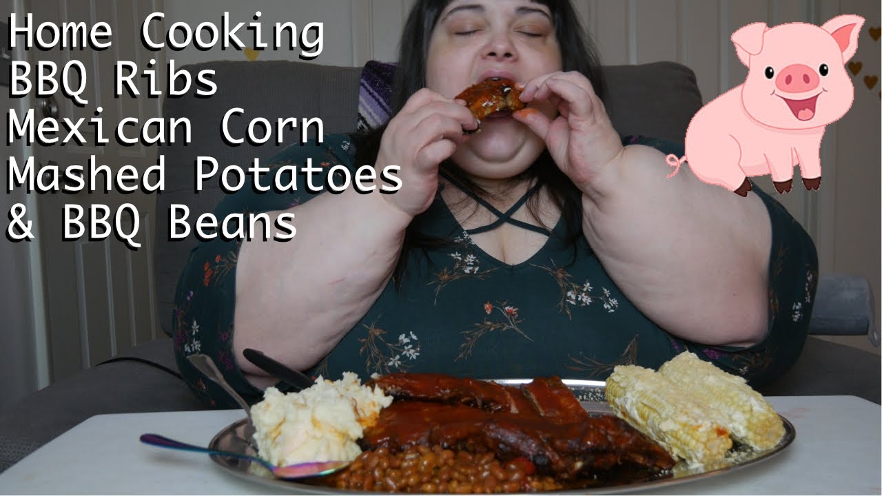 Home Cooked BBQ Ribs Mexican Corn and Mashed Potatoes Mukbang