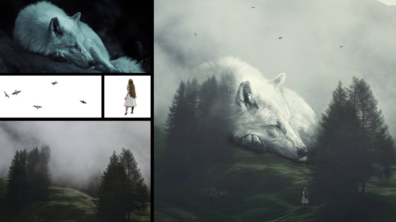 Surreal Sleeping Wolf Photo Manipulation Photoshop Tutorial