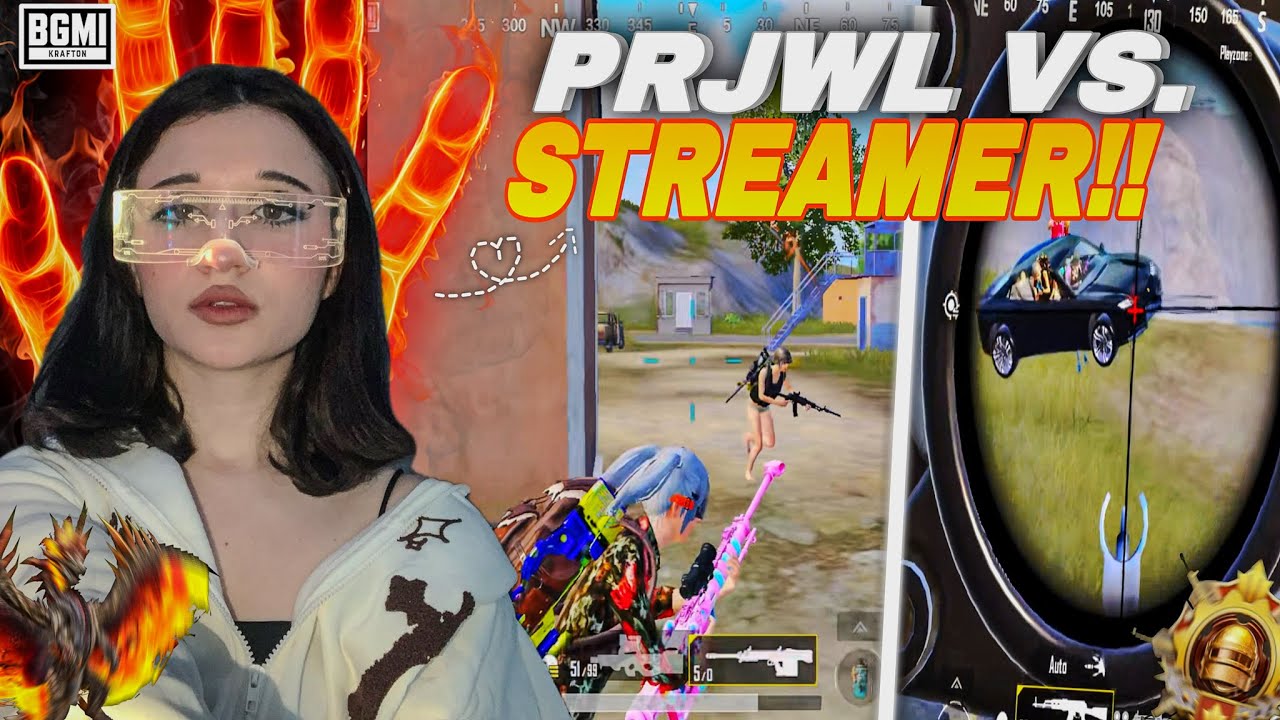 Prjwl VS streamer ☠️ girl streamer shocking reaction 😰⚡️ BGMI- Pubg mobile 