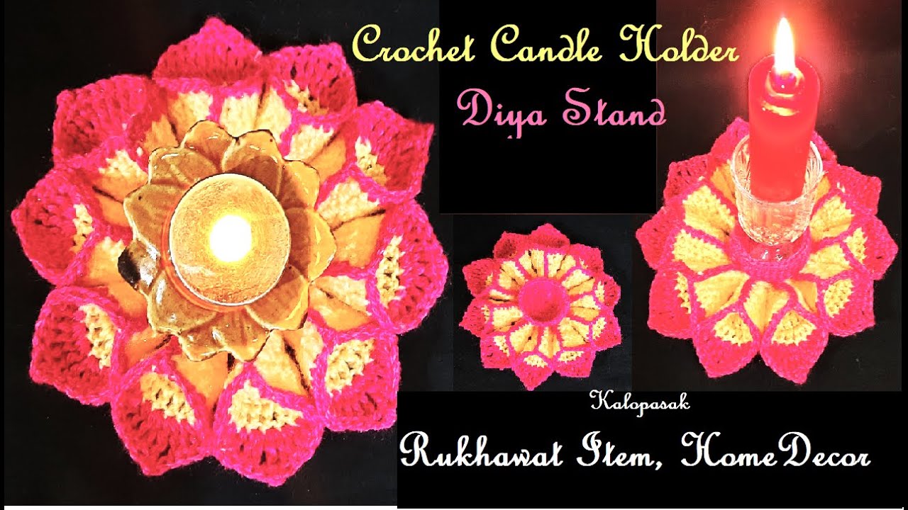 Crochet Candle Holder 8 Specially for Christmas | Crochet Diya Stand for Diwali | Rukhawat Item