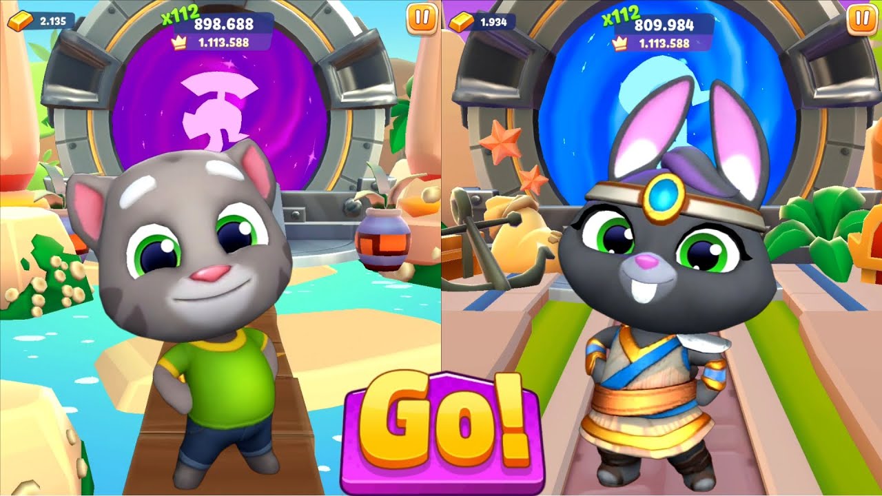 Talking Tom Time Rush vs Gold Run 2 - Blue Shirt Tom vs Prince Becca - Tom New Episode