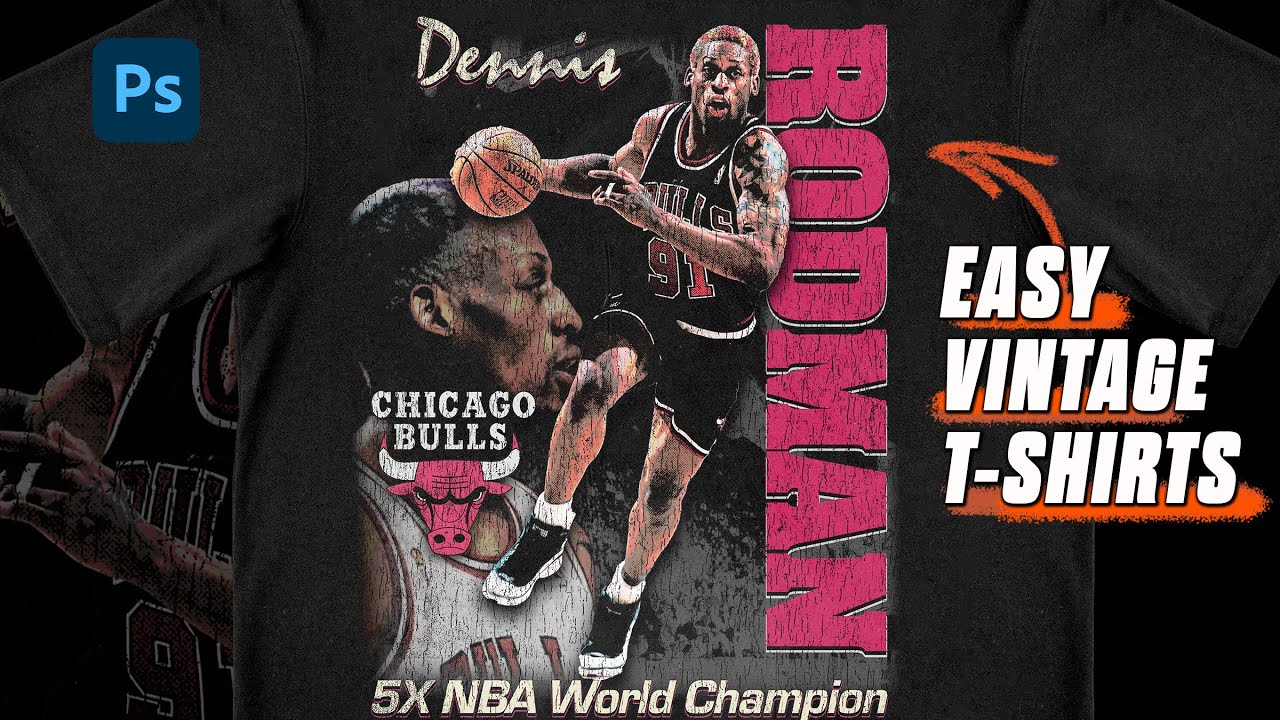 How to Design A Vintage NBA Streetwear T-Shirt in Photoshop 2025