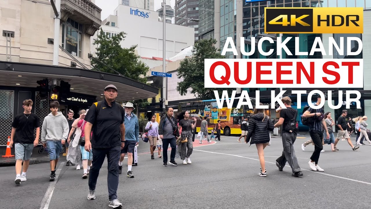 Auckland Rainy Sunday Walking Tour New Zealand 4K HDR