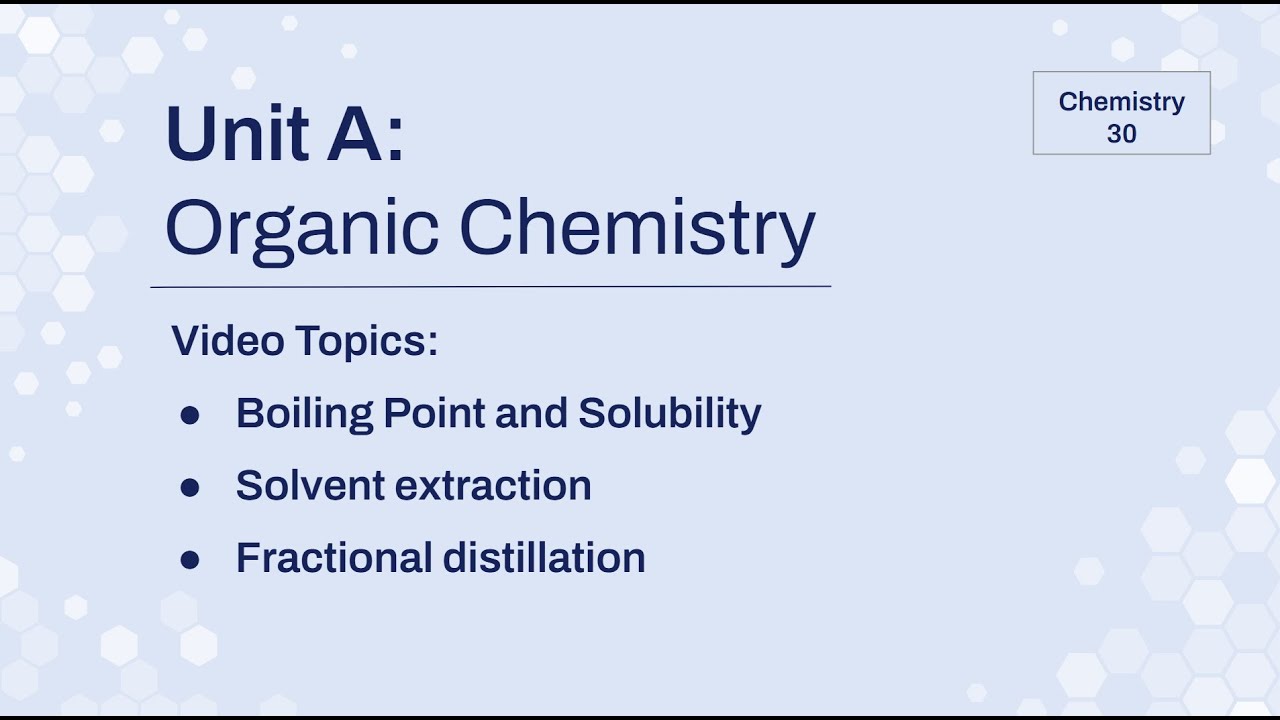 UAL8 - Boiling Points of Homologous Series, Solubility and Extraction Methods - Chem 30