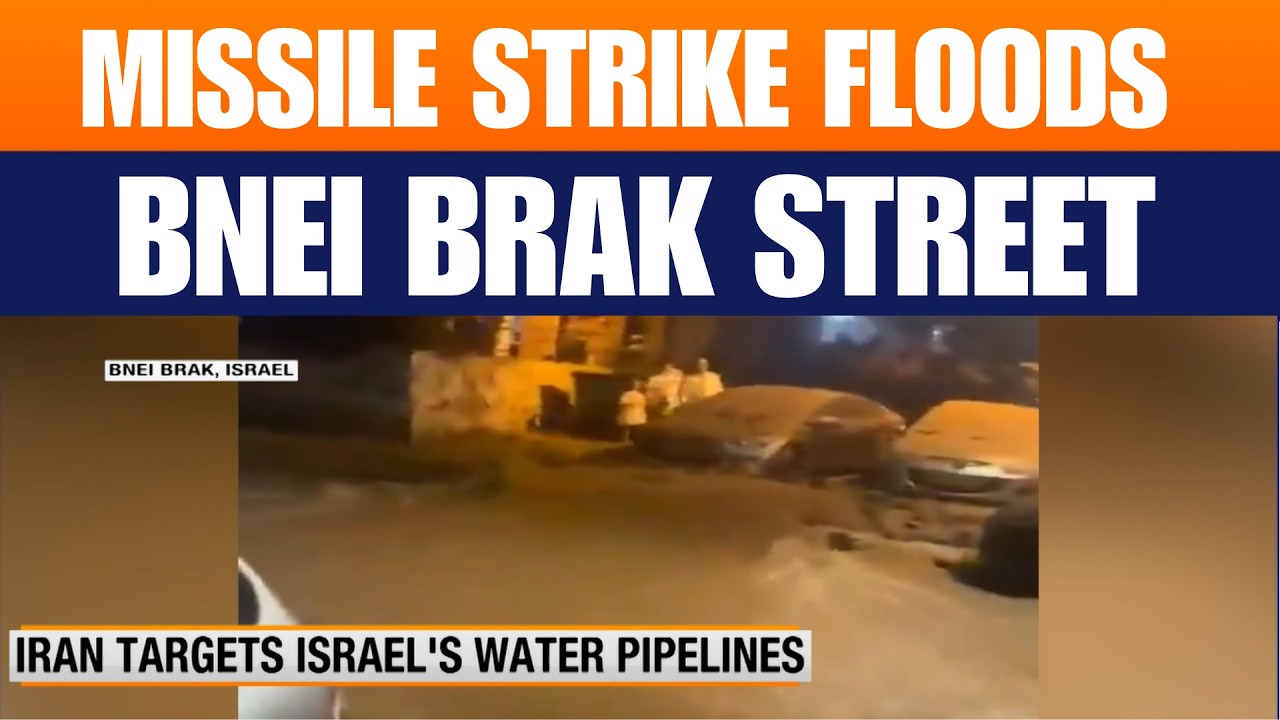 Missile Strike Hits Bnei Brak: Burst Pipeline Floods Street | Israel-Iran Tensions