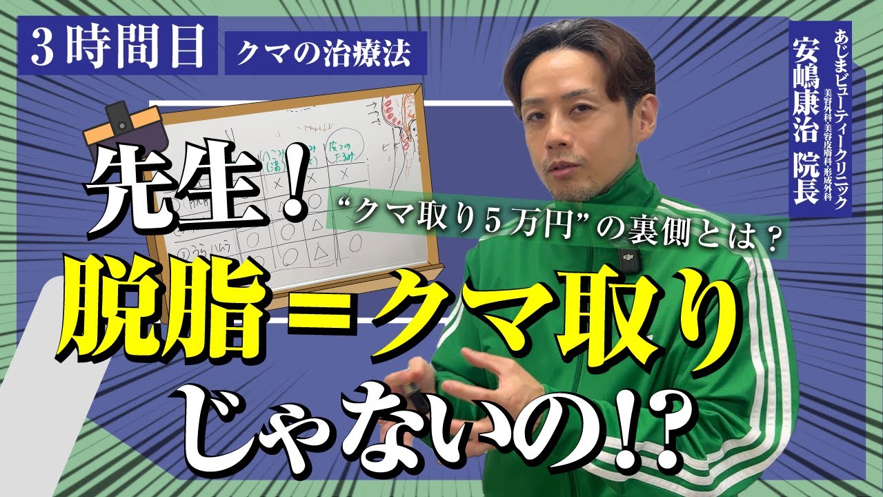【クマ取り授業#3】クマ取りって脱脂じゃないの！？クマの原因別おすすめ治療法【熊取五郎先生】