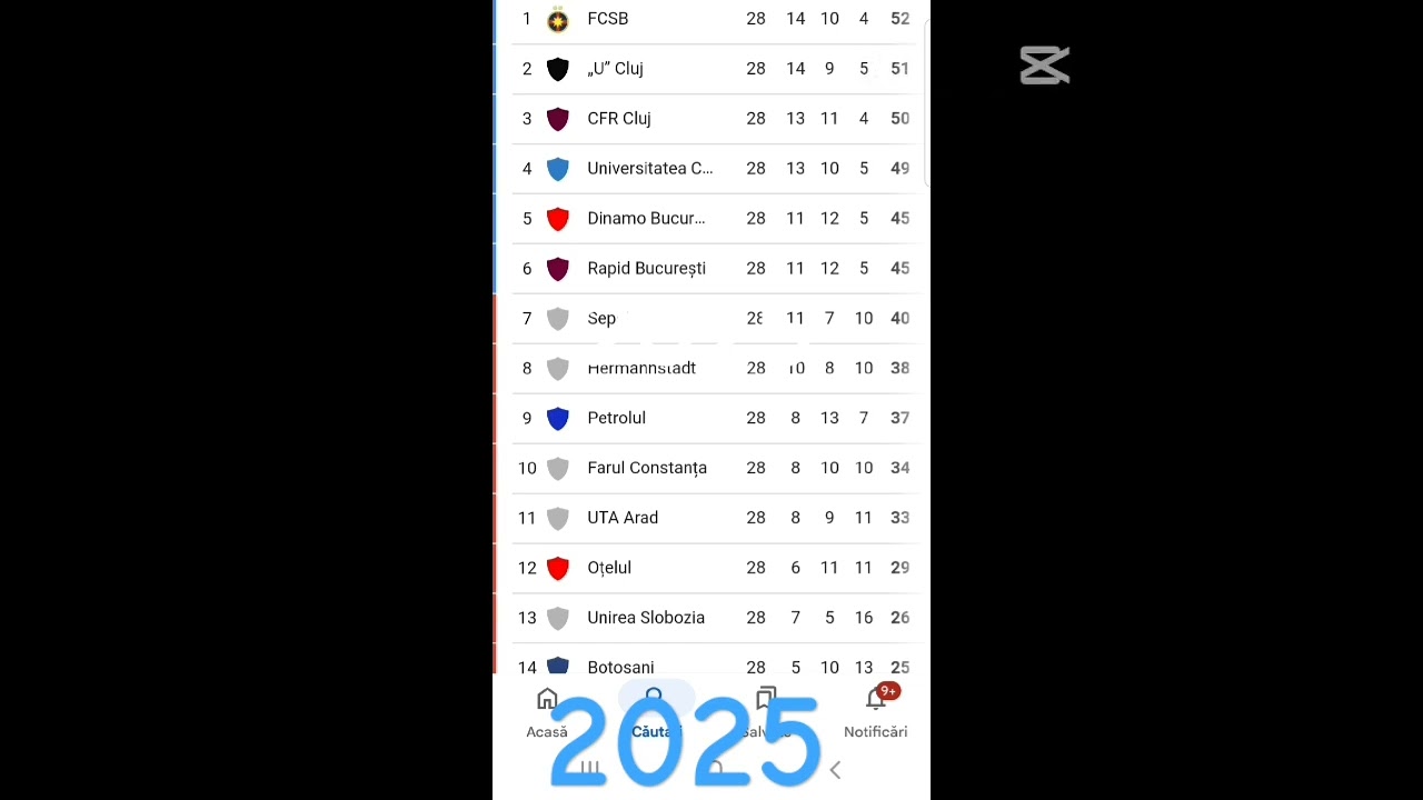 Clasament Liga 1 2025 sau clasamentul Liga 1 2018 