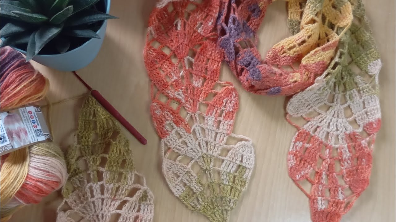 Yaprak Desenli Fular Atkı Yapımı 🌸