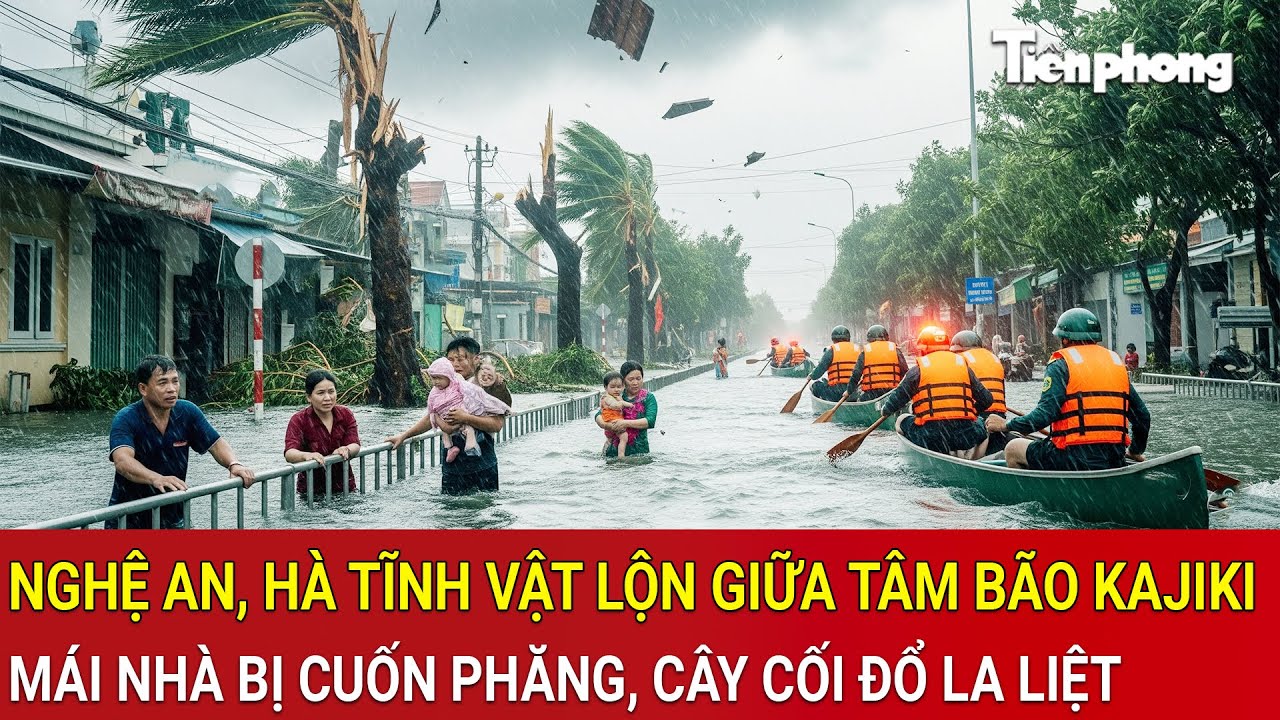 Trực tiếp: Nghệ An, Hà Tĩnh vật lộn giữa tâm bão số 5, mái nhà bị cuốn phăng, cây cối đổ la liệt