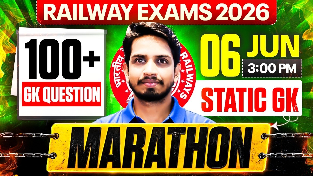 Railway Exams 2026 | Static GK Marathon - Top 100+ MCQ's 💯 | Shashank Sir